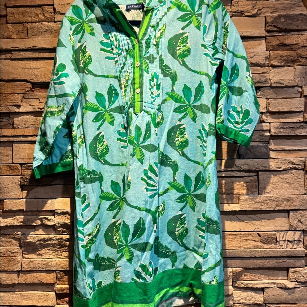 LA PLAGE
Maye Dress - Jungle Vines - Sky Blue & Greens Size XXS - Picture 3 of 8